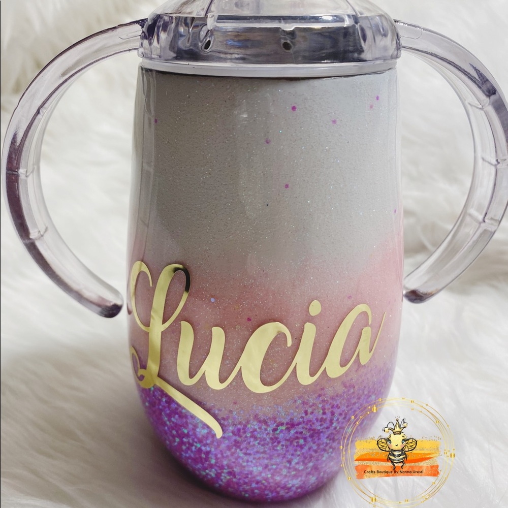 Custom Glitter Tumbler  Unicorn 14oz Sippy  Cup - Picture 4 of 10